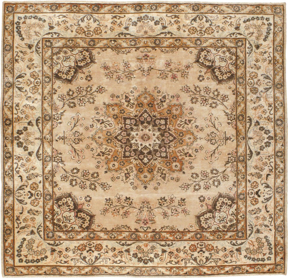 Antique Persian Tabriz Square Carpet, No.10795 - Galerie Shabab