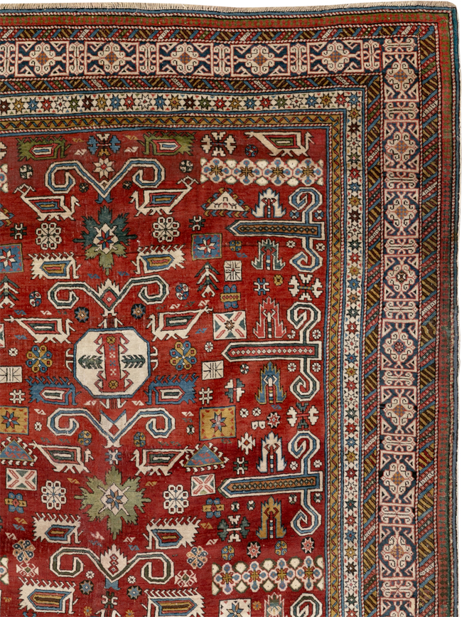 Antique Caucasian Perpedil Accent Rug, No.11002 - Galerie Shabab
