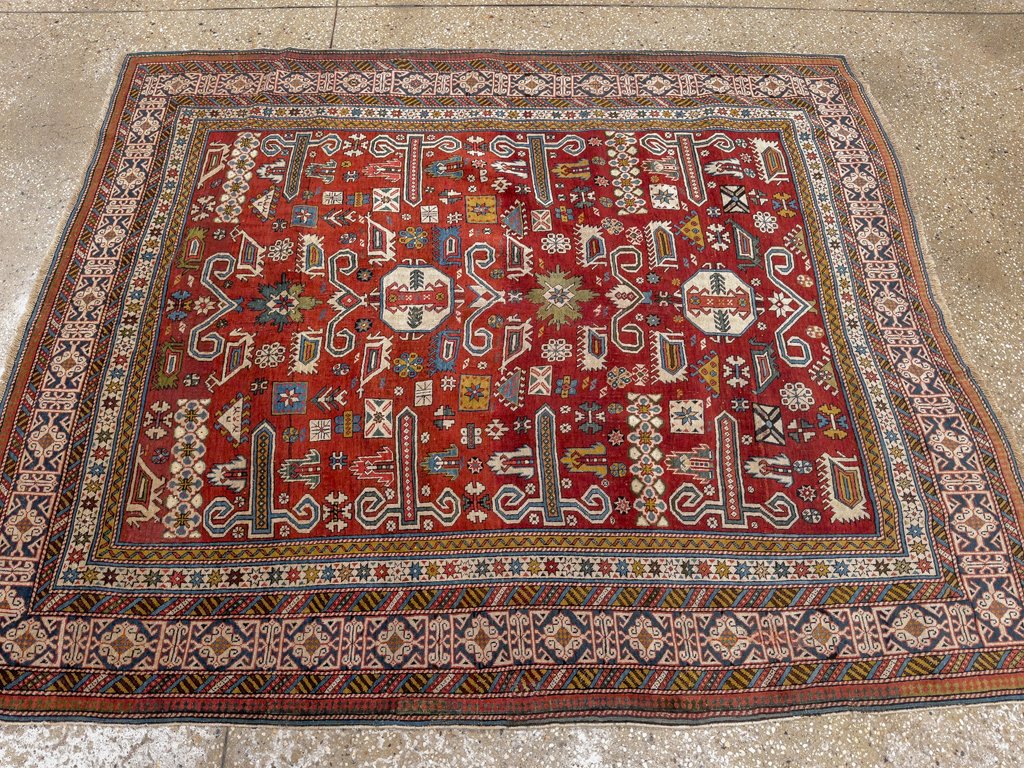 Antique Caucasian Perpedil Accent Rug, No.11002 - Galerie Shabab