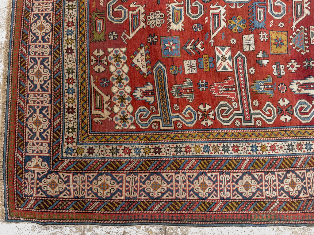 Antique Caucasian Perpedil Accent Rug, No.11002 - Galerie Shabab