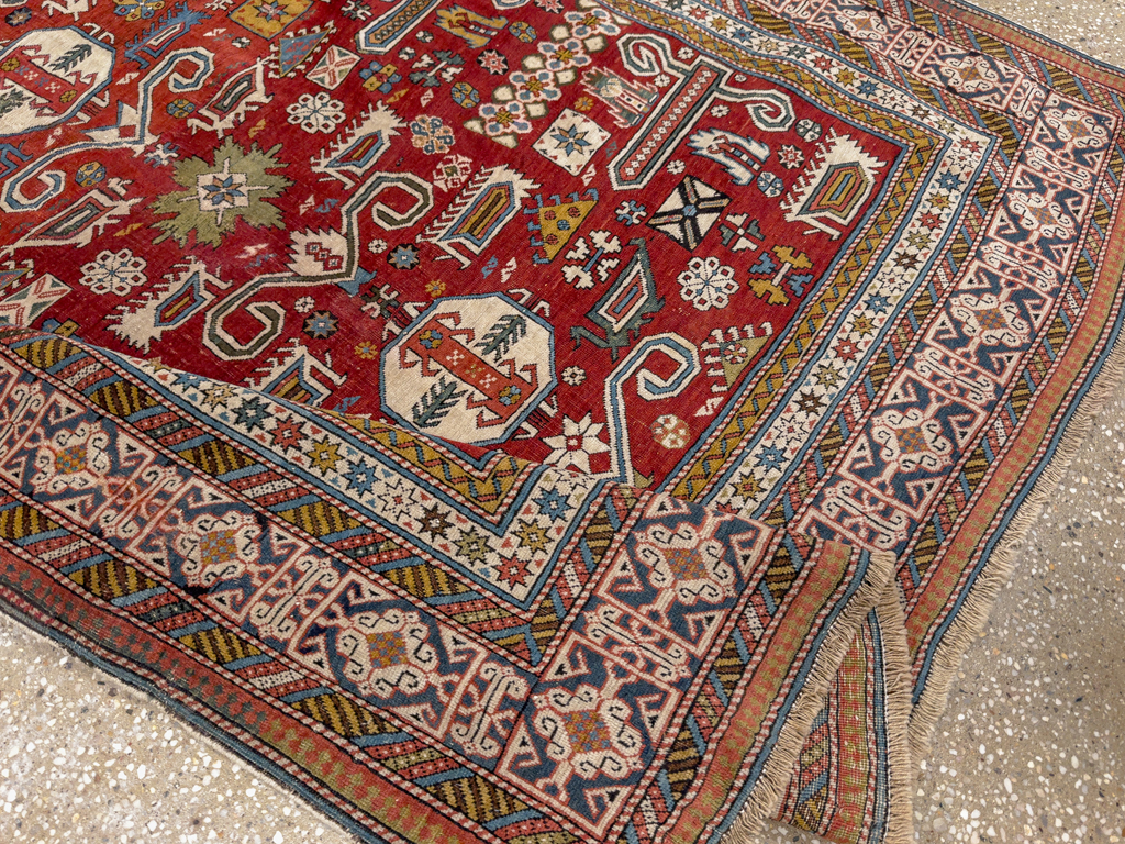 Antique Caucasian Perpedil Accent Rug, No.11002 - Galerie Shabab