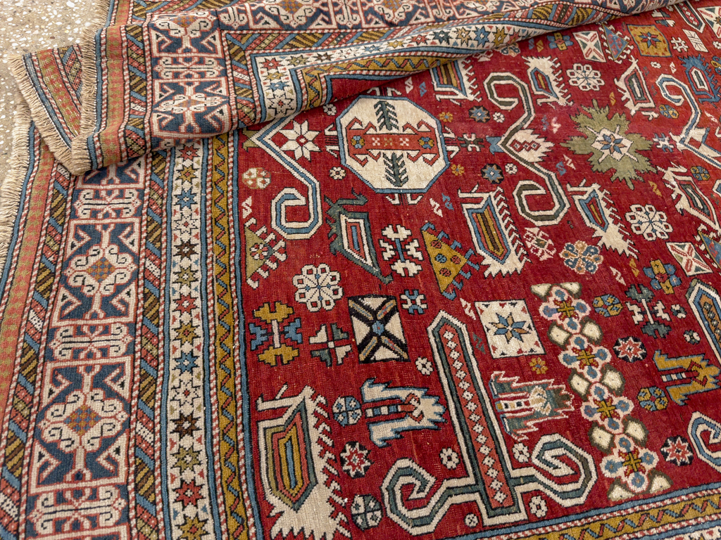 Antique Caucasian Perpedil Accent Rug, No.11002 - Galerie Shabab