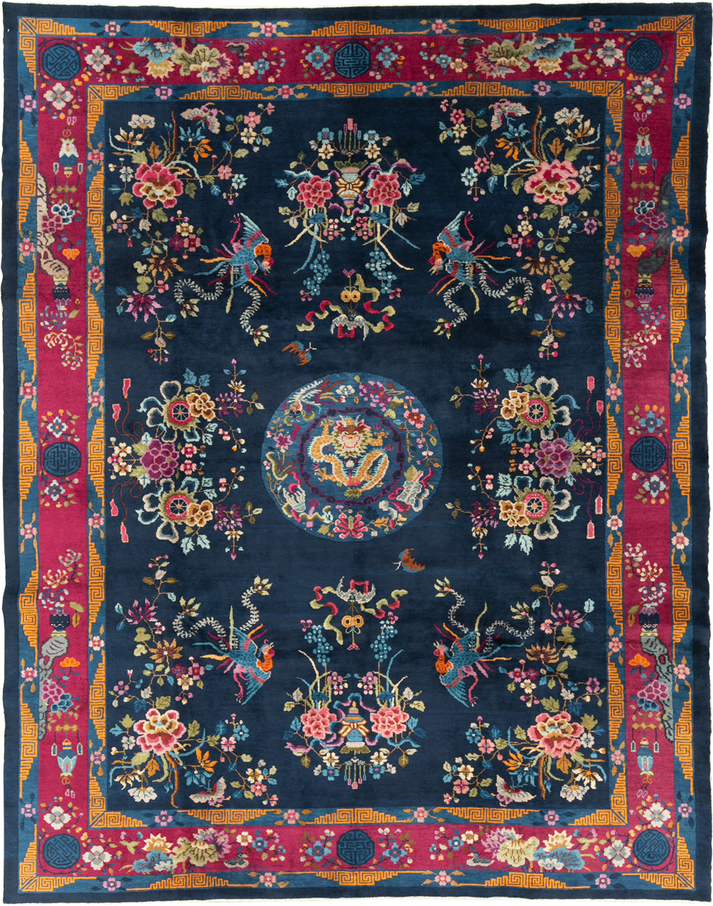 Vintage Chinese Dragon Art Deco Room Size Carpet, No.11122 - Galerie Shabab
