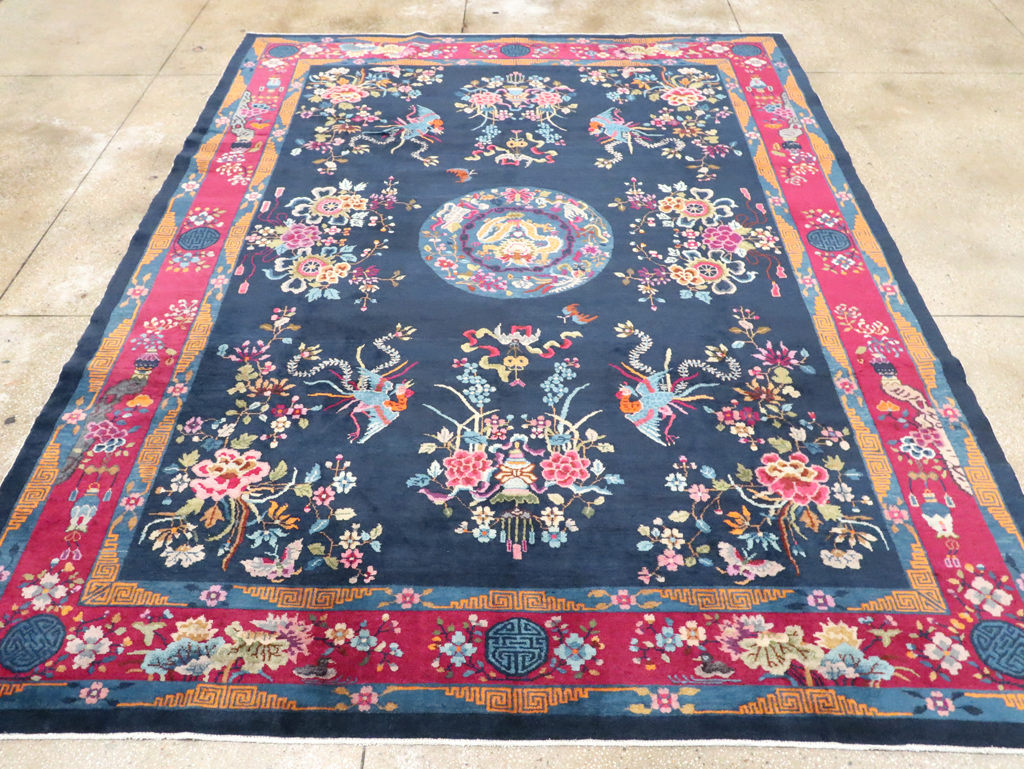 Vintage Chinese Dragon Art Deco Room Size Carpet, No.11122 - Galerie Shabab