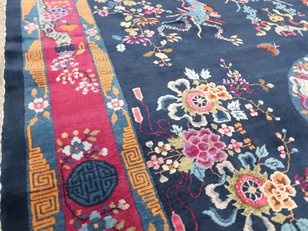 Vintage Chinese Dragon Art Deco Room Size Carpet, No.11122 - Galerie Shabab