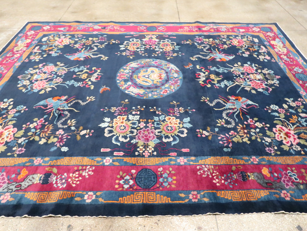 Vintage Chinese Dragon Art Deco Room Size Carpet, No.11122 - Galerie Shabab
