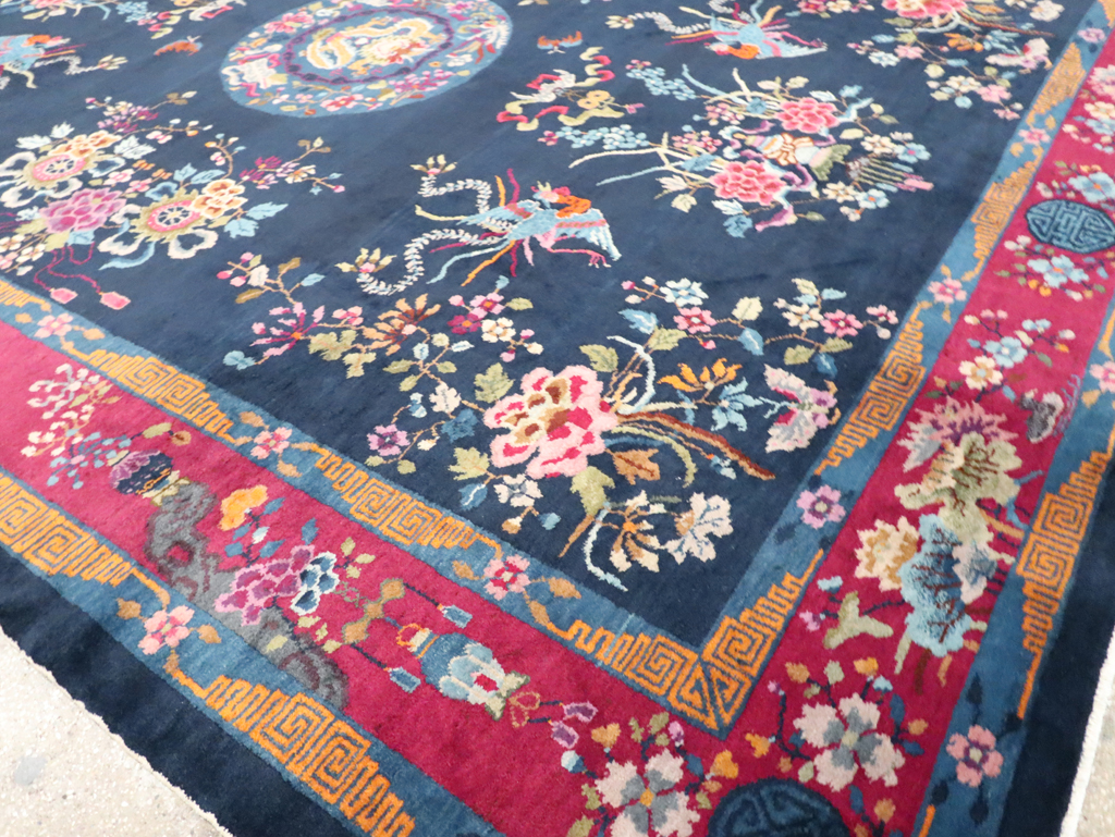 Vintage Chinese Dragon Art Deco Room Size Carpet, No.11122 - Galerie Shabab