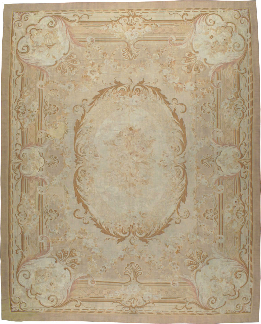 Antique French Aubusson Carpet, No.11290 - Galerie Shabab
