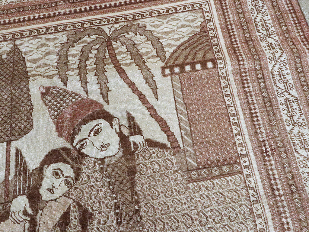 Antique Persian Tabriz Pictorial Rug (Pair: 1 of 2), No.11455 - Galerie Shabab