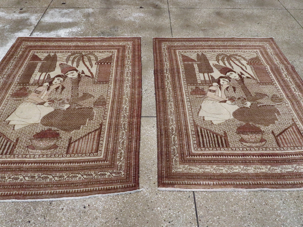 Antique Persian Tabriz Pictorial Rug (Pair: 1 of 2), No.11455 - Galerie Shabab
