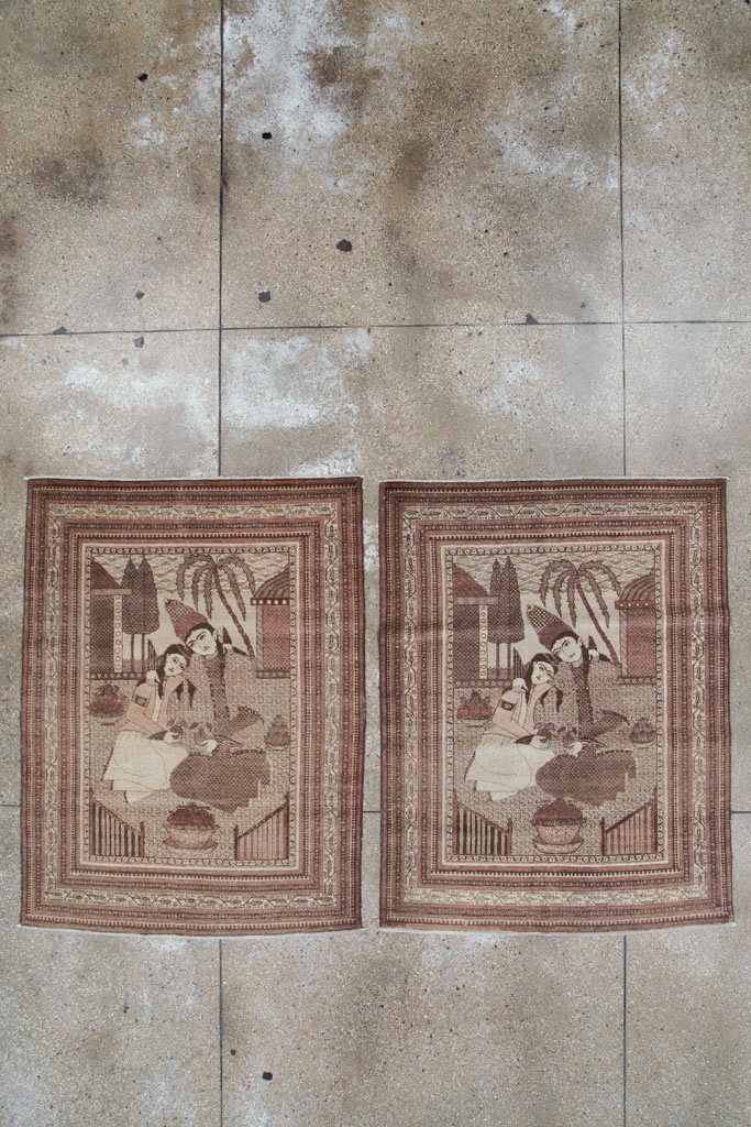 Antique Persian Tabriz Pictorial Rug (Pair: 1 of 2), No.11455 - Galerie Shabab