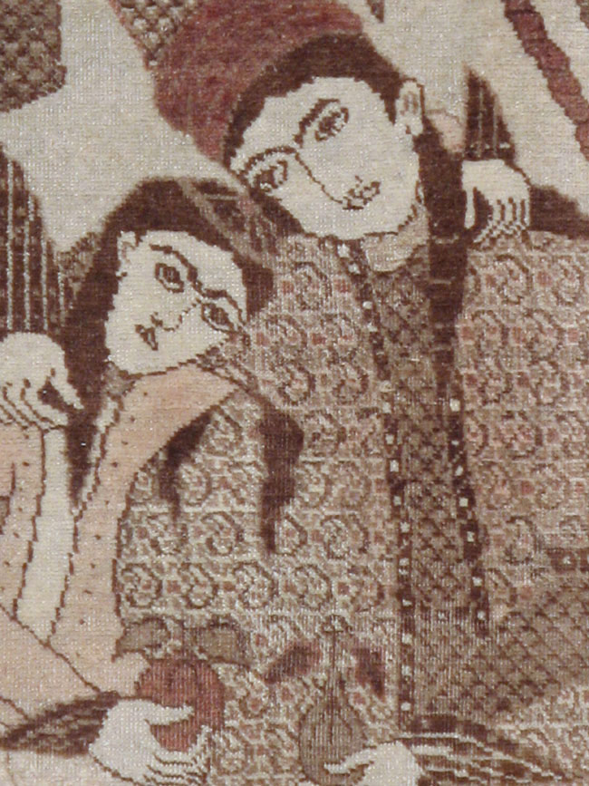 Antique Persian Tabriz Pictorial Rug (Pair: 2 of 2), No.11456 - Galerie Shabab