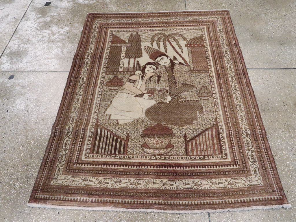 Antique Persian Tabriz Pictorial Rug (Pair: 2 of 2), No.11456 - Galerie Shabab