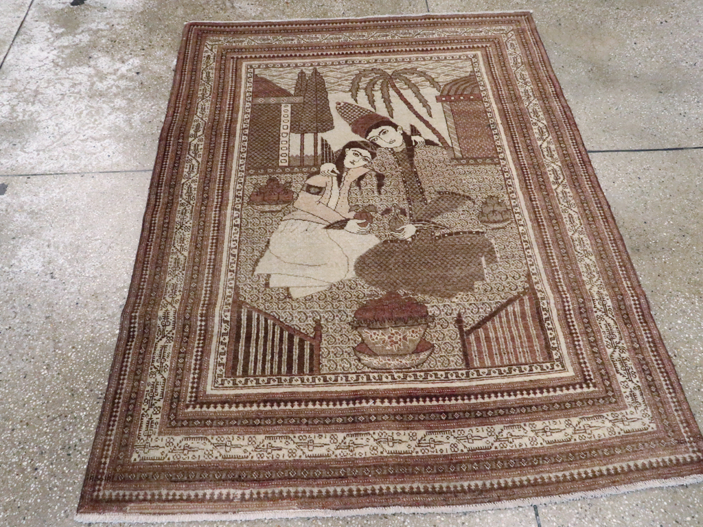 Antique Persian Tabriz Pictorial Rug (Pair: 2 of 2), No.11456 - Galerie Shabab