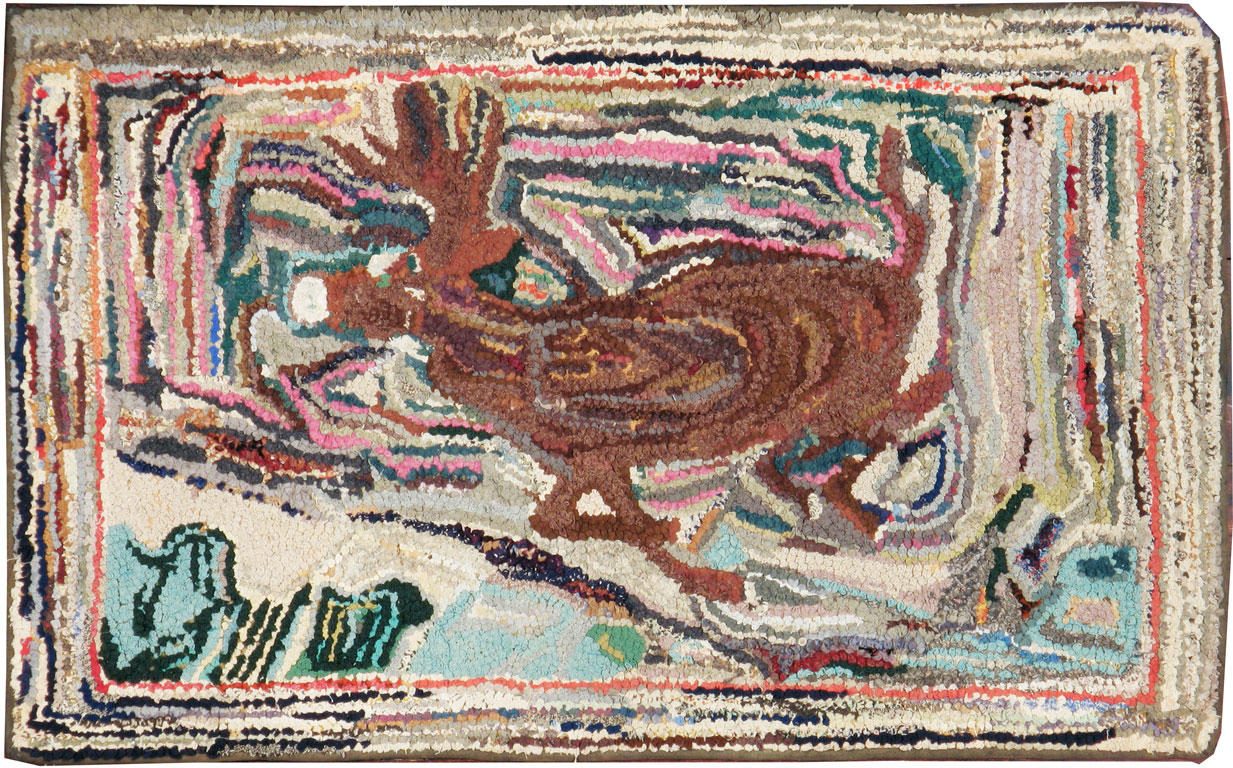 Vintage American Hook Rug, No.11535 - Galerie Shabab
