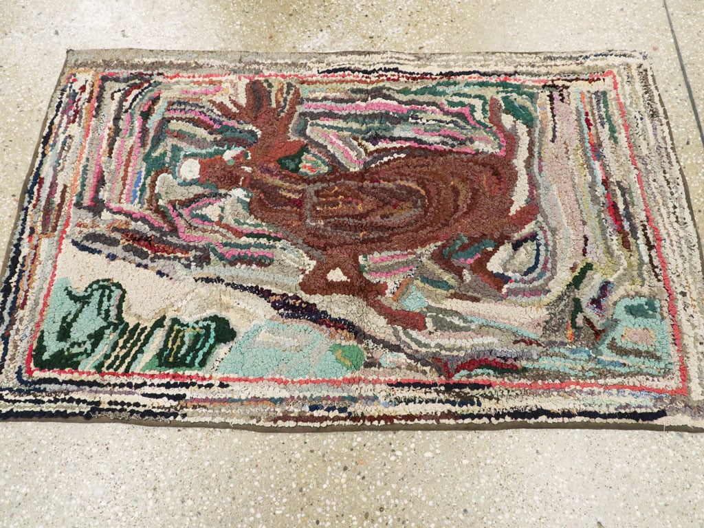 Vintage American Hook Rug, No.11535 - Galerie Shabab