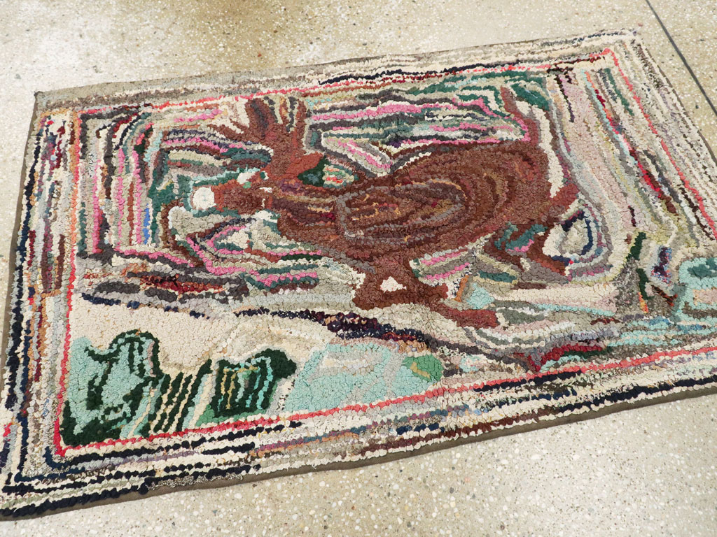 Vintage American Hook Rug, No.11535 - Galerie Shabab
