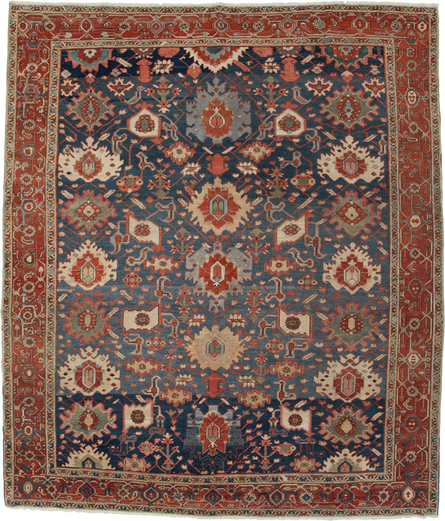 Antique Persian Heriz Square Rug, No.11600 - Galerie Shabab