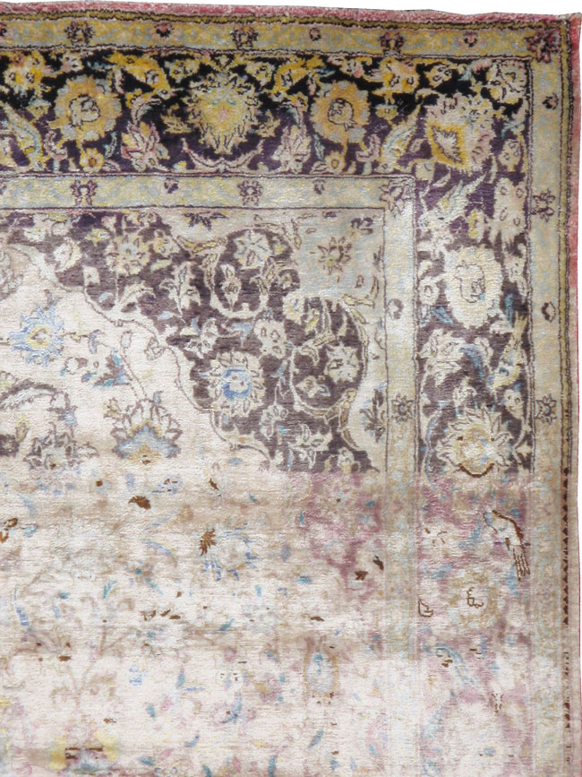 Antique Persian Kashan Silk Carpet, No.11755 - Galerie Shabab