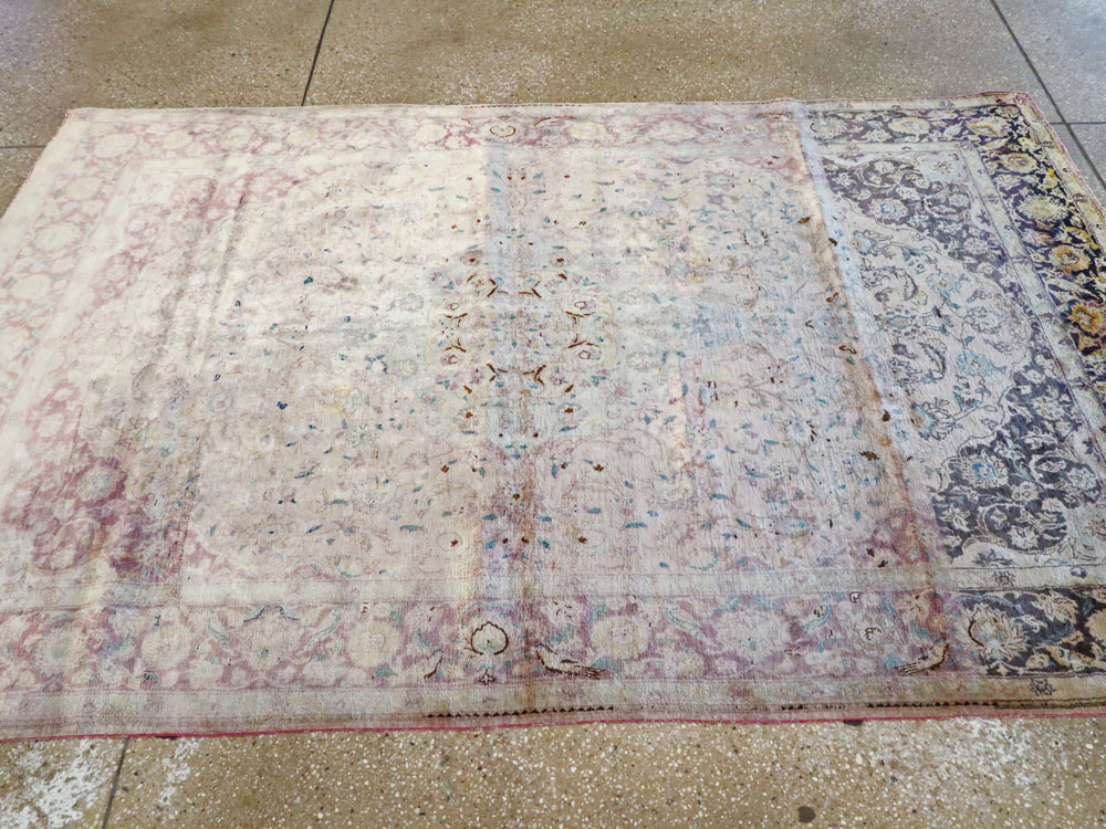 Antique Persian Kashan Silk Carpet, No.11755 - Galerie Shabab
