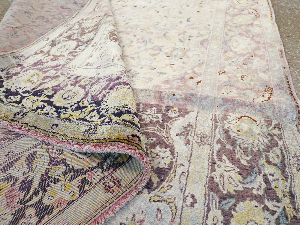 Antique Persian Kashan Silk Carpet, No.11755 - Galerie Shabab