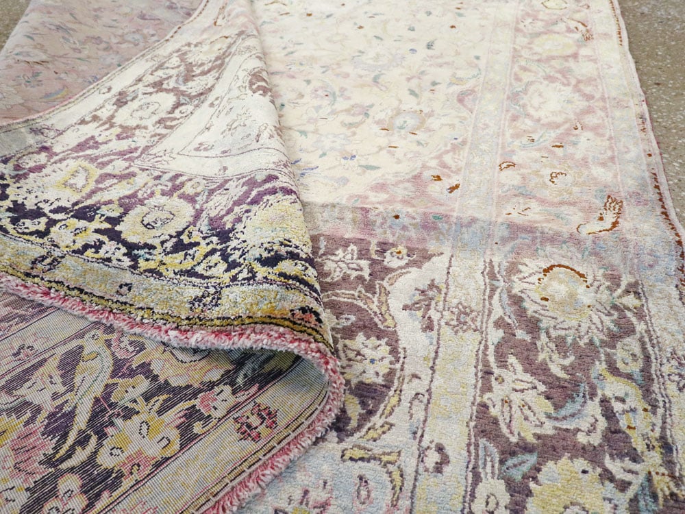 Antique Persian Kashan Silk Carpet, No.11755 - Galerie Shabab