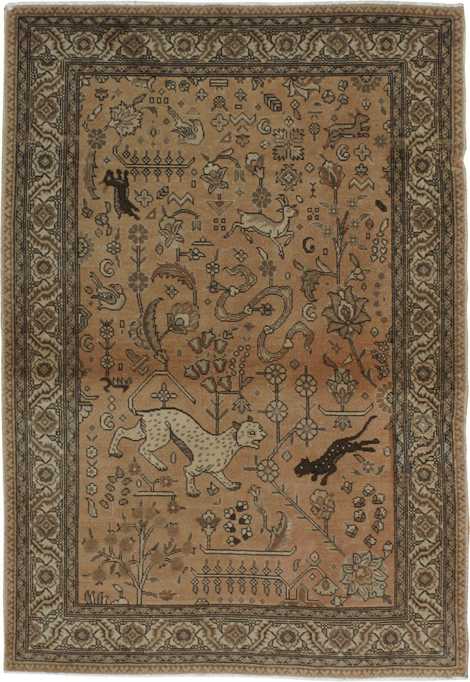 Antique Persian Tabriz Pictorial Rug, No.11818 - Galerie Shabab