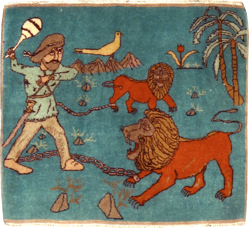 Antique Persian Tabriz Pictorial Rug, No.11827 - Galerie Shabab