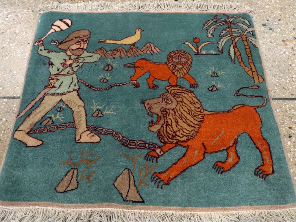 Antique Persian Tabriz Pictorial Rug, No.11827 - Galerie Shabab