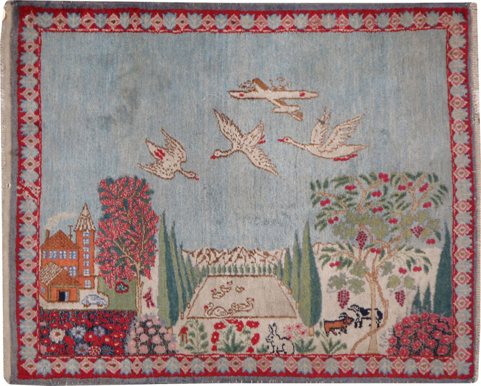 Vintage Persian Tabriz Pictorial Rug, No.11830 - Galerie Shabab