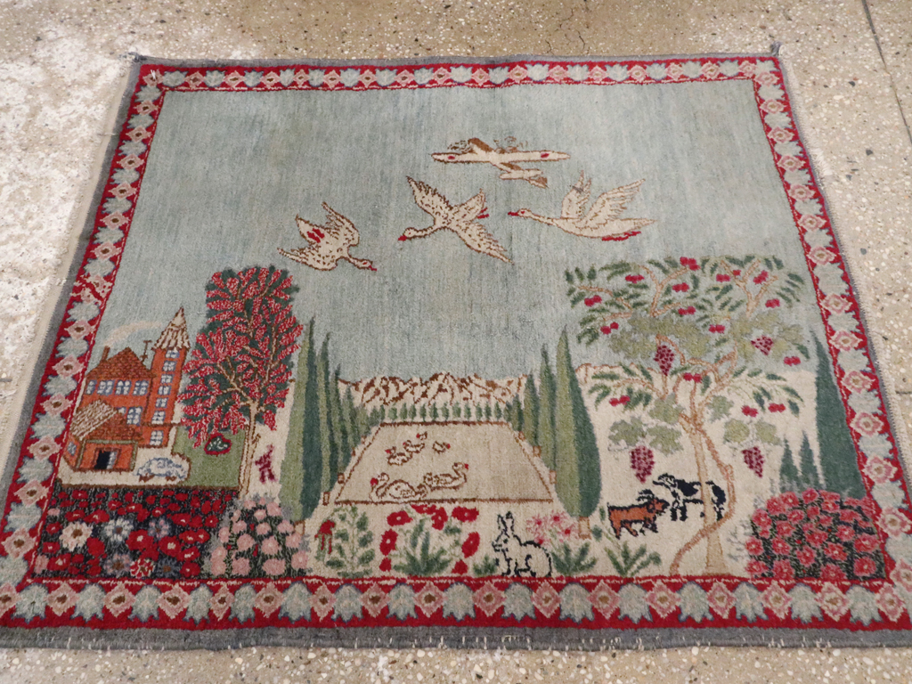 Vintage Persian Tabriz Pictorial Rug, No.11830 - Galerie Shabab