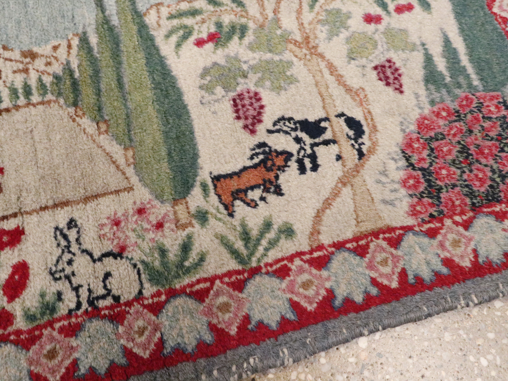 Vintage Persian Tabriz Pictorial Rug, No.11830 - Galerie Shabab