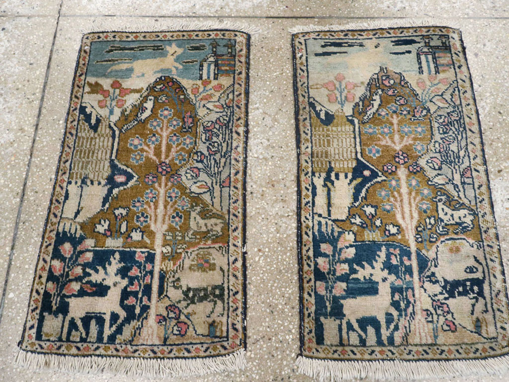 Vintage Persian Tabriz Pictorial Rug (Pair: 1 of 2), No.11831 - Galerie Shabab