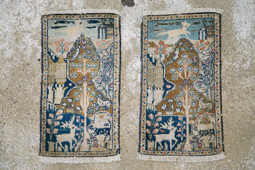 Vintage Persian Tabriz Pictorial Rug (Pair: 1 of 2), No.11831 - Galerie Shabab