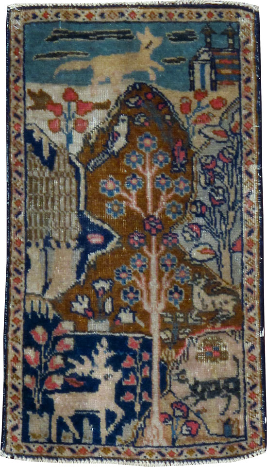 Vintage Persian Tabriz Pictorial Rug (Pair: 2 of 2), No.11832 - Galerie Shabab