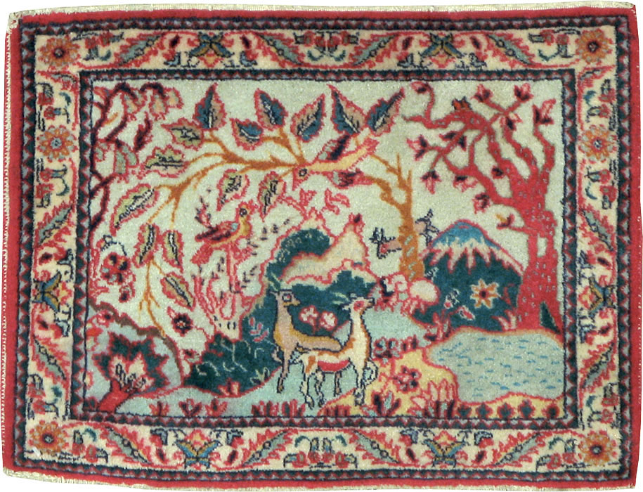 Vintage Persian Tabriz Pictorial Rug (Pair: 1 of 2), No.11834 - Galerie Shabab
