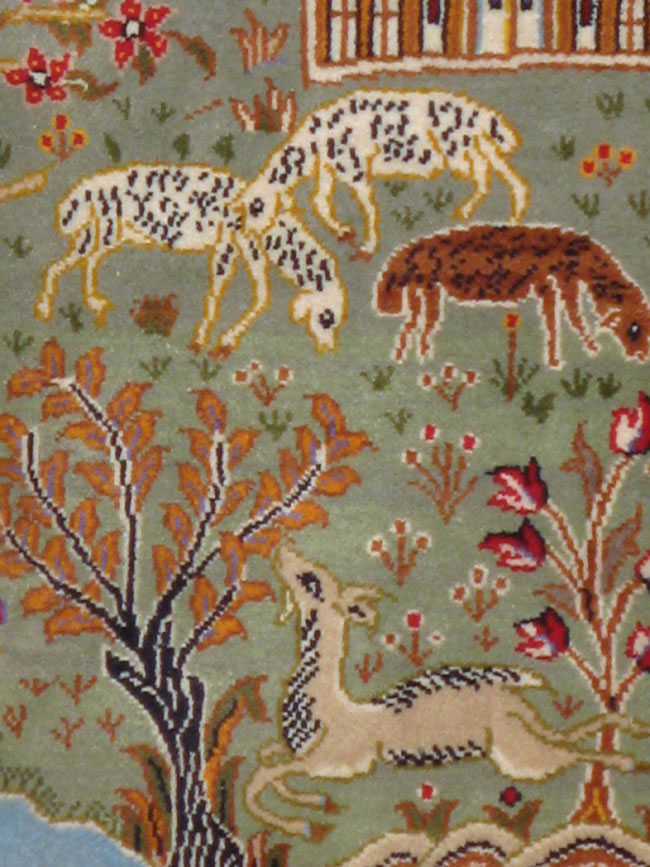 Vintage Persian Tabriz Pictorial Rug, No.11836 - Galerie Shabab