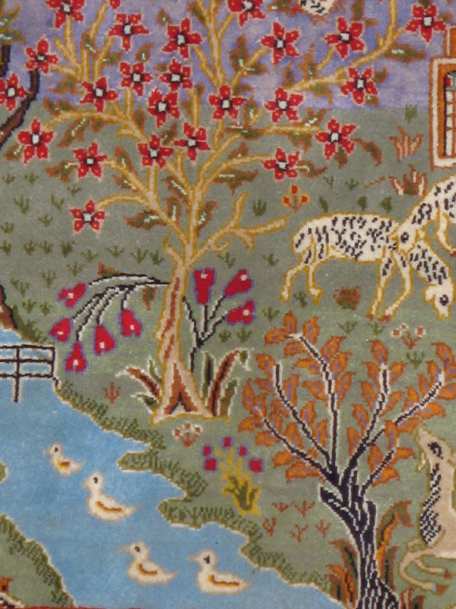 Vintage Persian Tabriz Pictorial Rug, No.11836 - Galerie Shabab