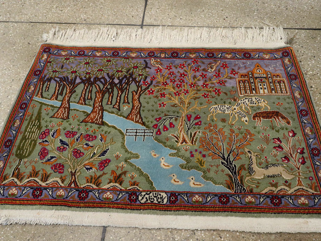 Vintage Persian Tabriz Pictorial Rug, No.11836 - Galerie Shabab