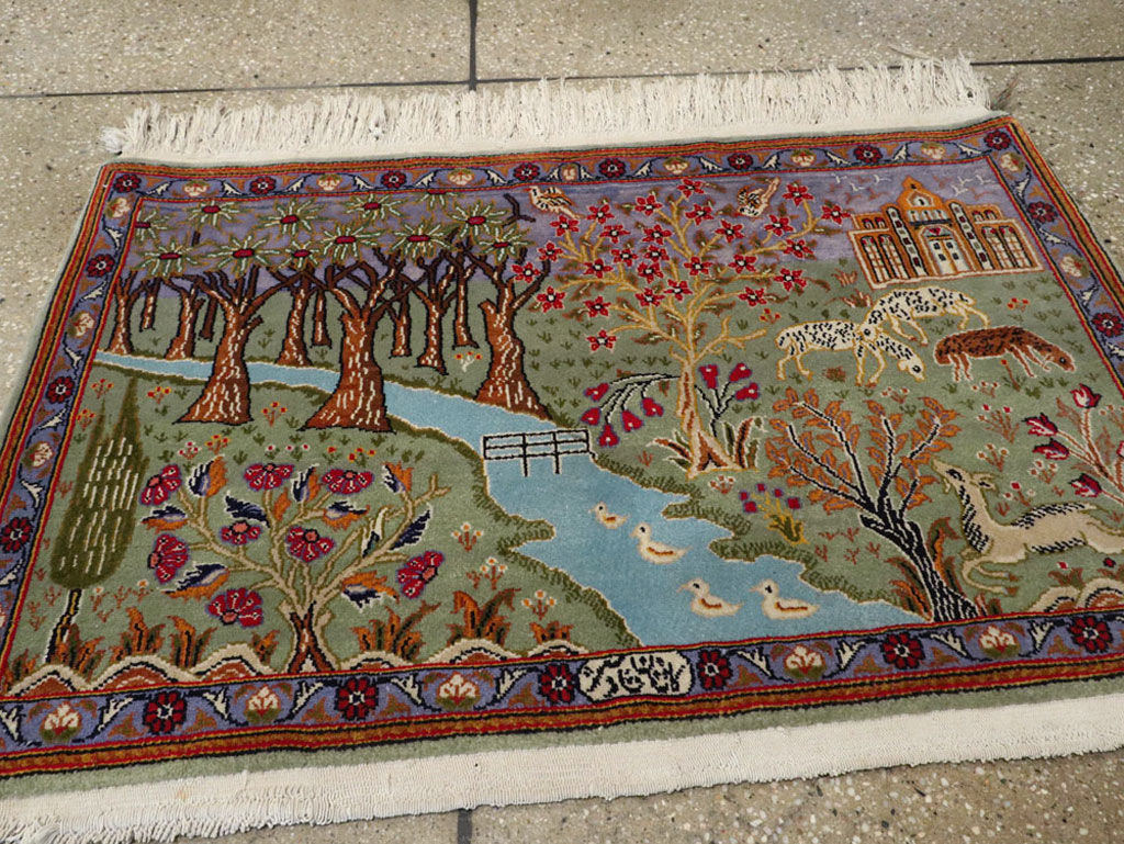 Vintage Persian Tabriz Pictorial Rug, No.11836 - Galerie Shabab