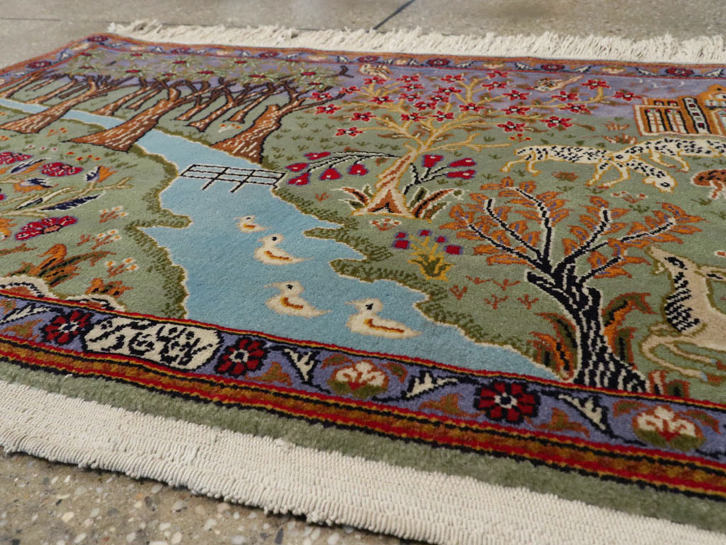 Vintage Persian Tabriz Pictorial Rug, No.11836 - Galerie Shabab