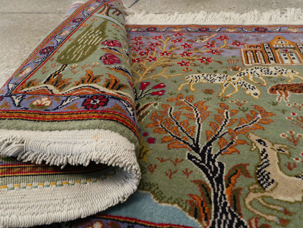 Vintage Persian Tabriz Pictorial Rug, No.11836 - Galerie Shabab