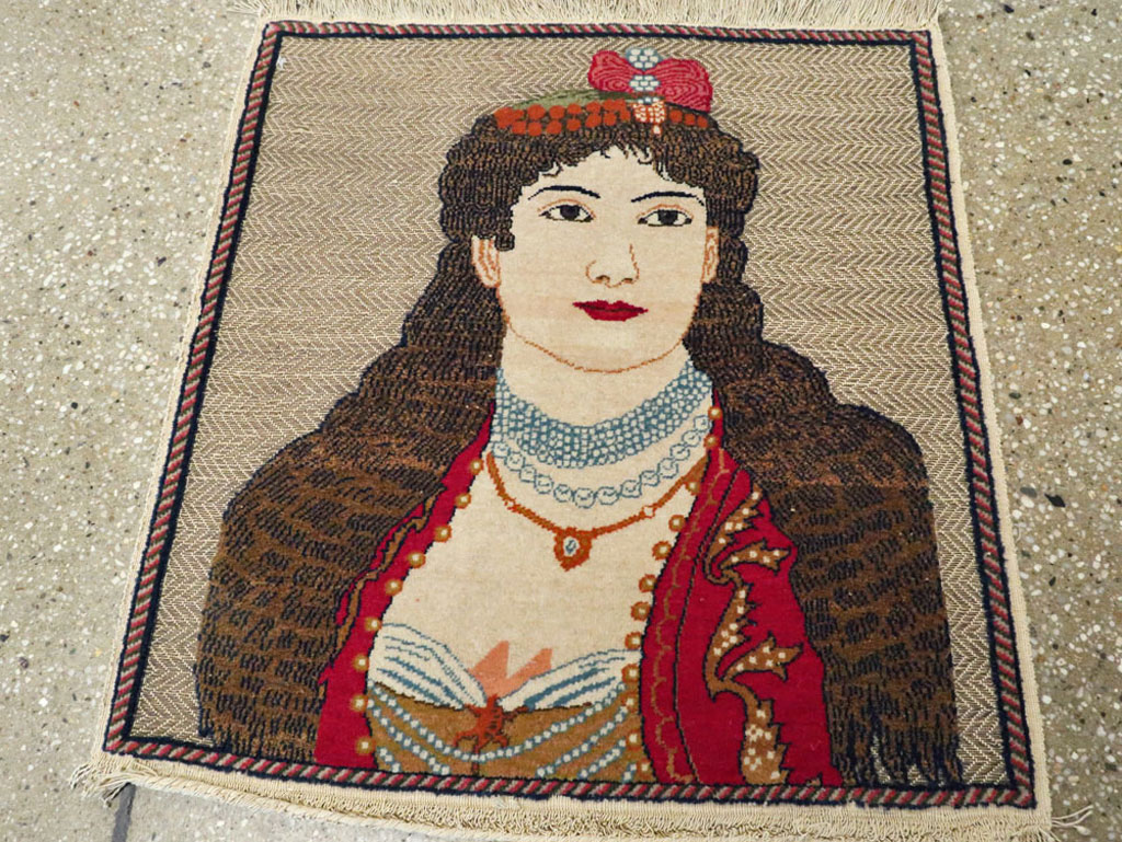 Vintage Persian Tabriz Pictorial Rug, No.11838 - Galerie Shabab