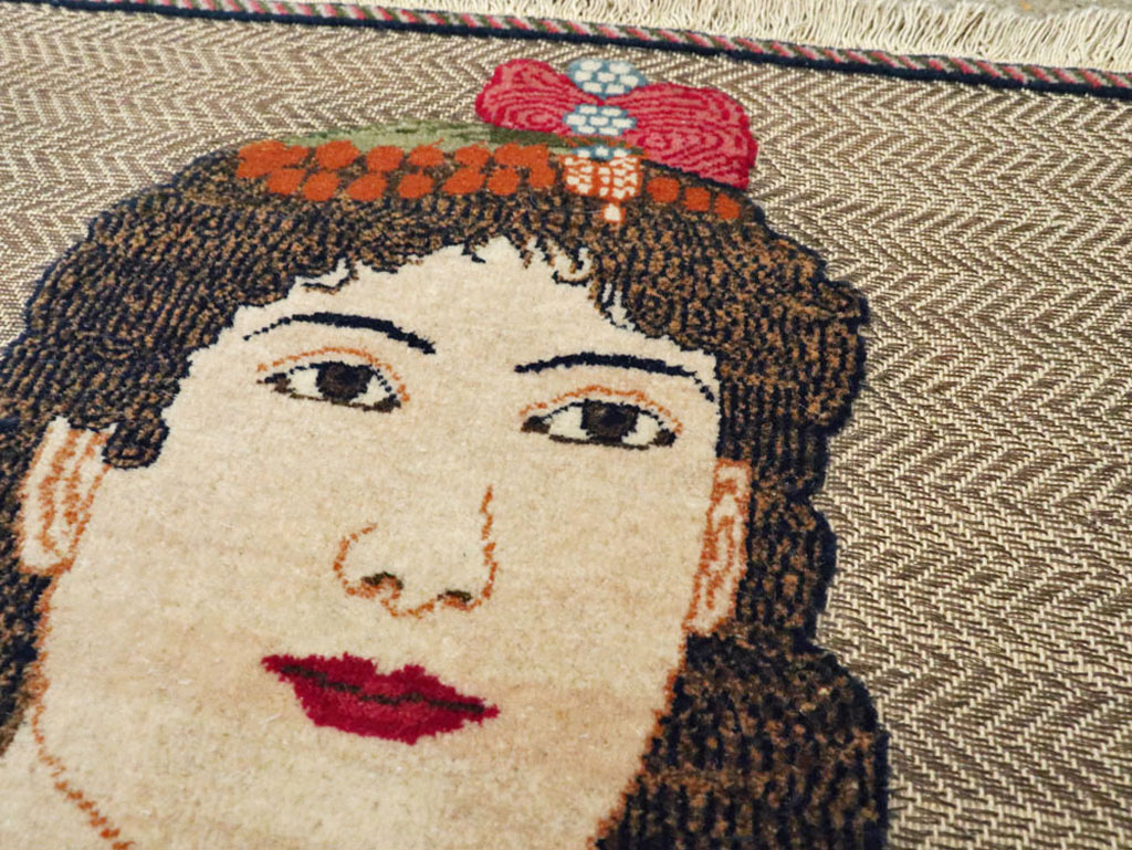 Vintage Persian Tabriz Pictorial Rug, No.11838 - Galerie Shabab