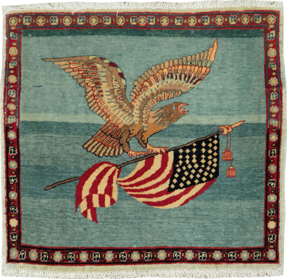 Antique Persian Tabriz Flag Pictorial Rug (Pair: 1 of 2), No.11839 - Galerie Shabab