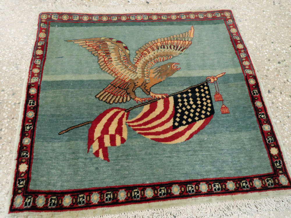 Antique Persian Tabriz Flag Pictorial Rug (Pair: 1 of 2), No.11839 - Galerie Shabab