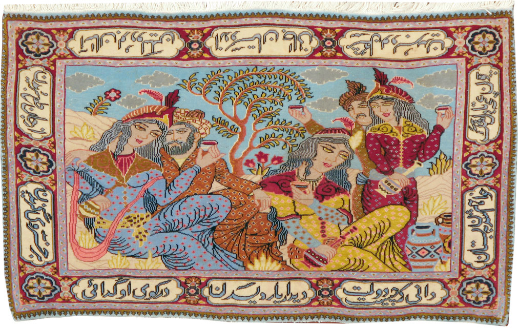 Vintage Persian Tabriz Pictorial Rug (Pair: 1 of 2), No.11842 - Galerie Shabab