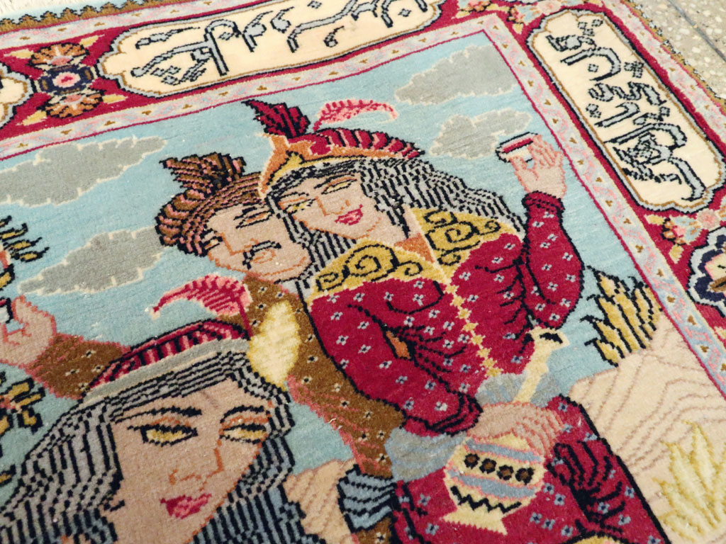 Vintage Persian Tabriz Pictorial Rug (Pair: 1 of 2), No.11842 - Galerie Shabab