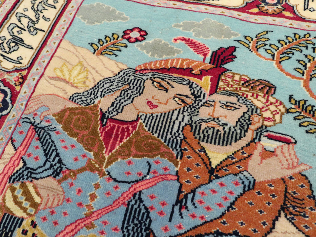 Vintage Persian Tabriz Pictorial Rug (Pair: 1 of 2), No.11842 - Galerie Shabab