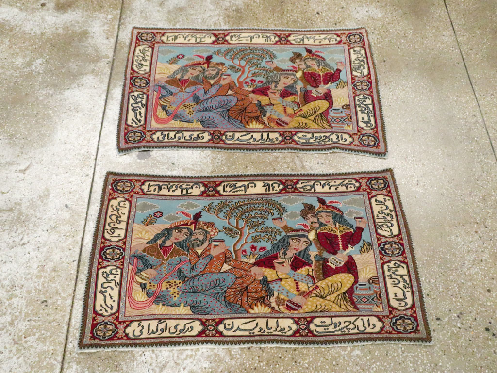 Vintage Persian Tabriz Pictorial Rug (Pair: 1 of 2), No.11842 - Galerie Shabab